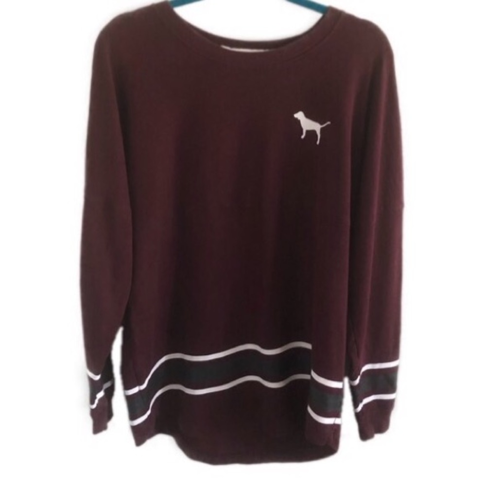 PINK Victoria’s Secret maroon striped spell out L